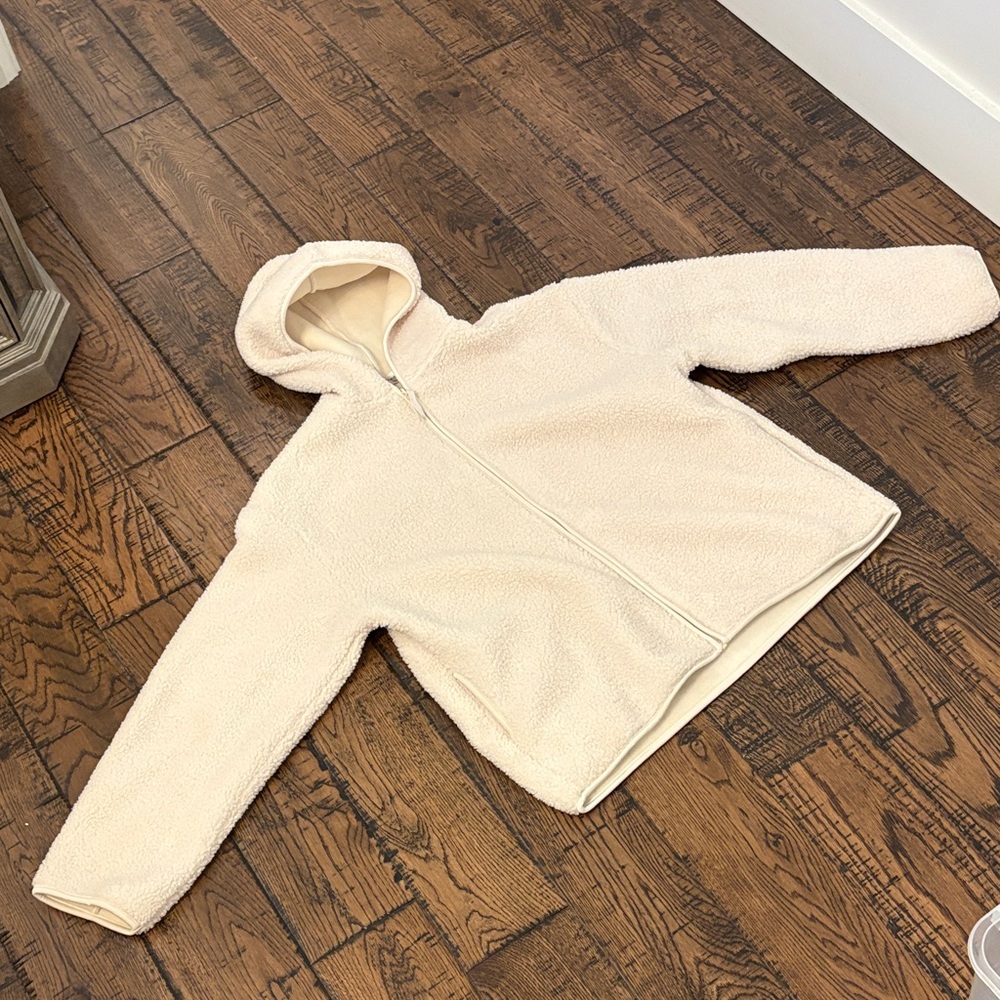 Cream Sherpa Zip-Up Hoodie